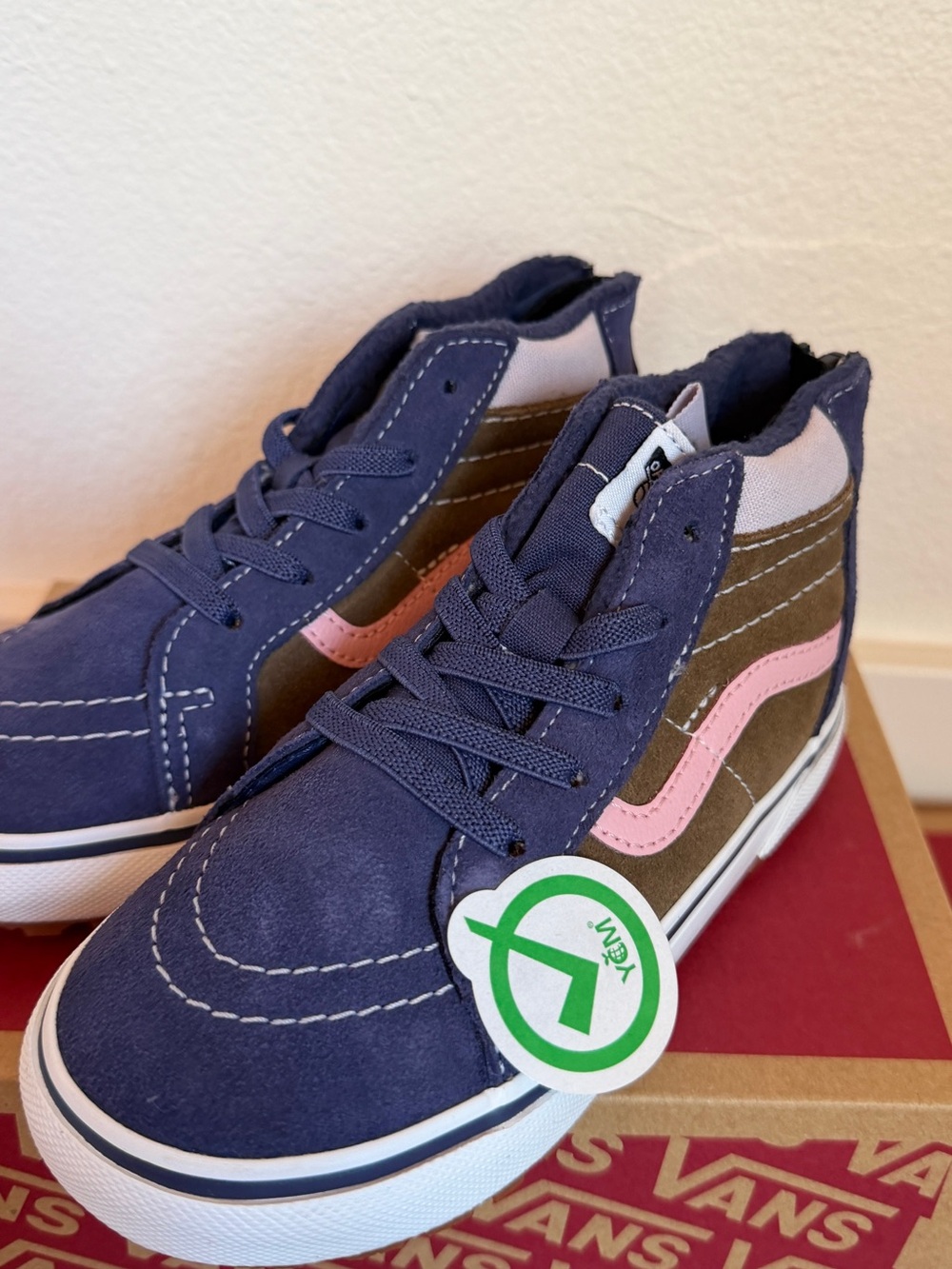 Vans Kids High-Top Sneakers in Navy, Pink, Brown size 10 new